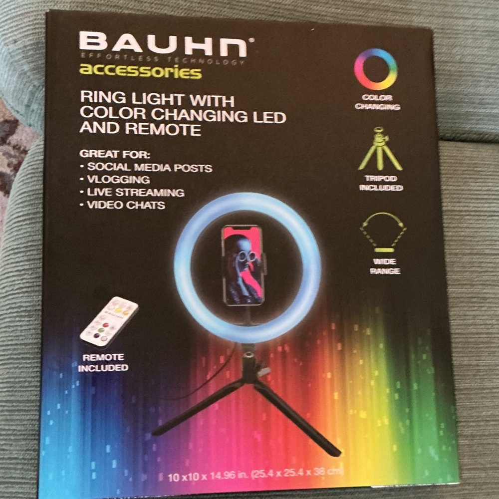 Blue LED Ring Light with Remote and Tripod